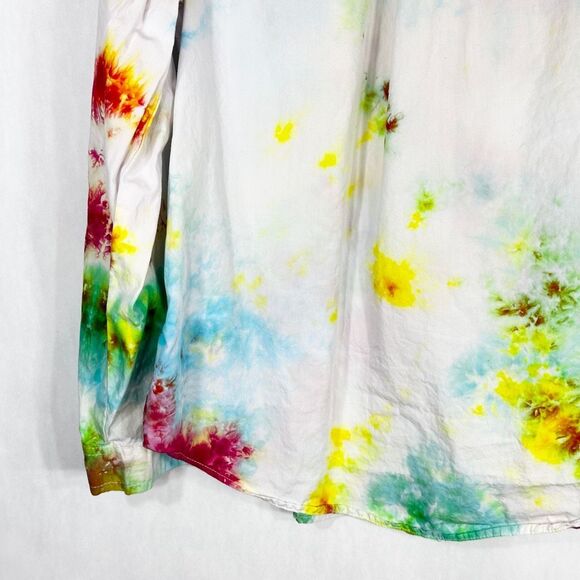 Cato Size Large Top The Drama Tie Dye Handmade Button Down Pink Green Cotton 954 - Picture 7 of 12